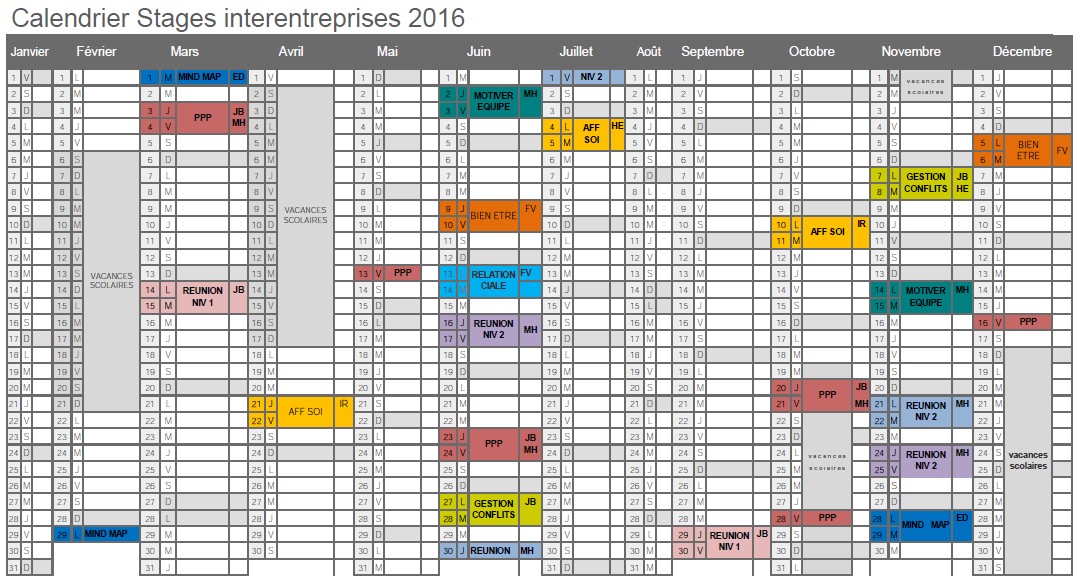 calendrier 2016